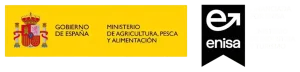 Junto al sello ENISA, aparecen los logotipos del Gobierno de España y del Ministerio de Agricultura, Pesca y Alimentación sobre fondo negro.